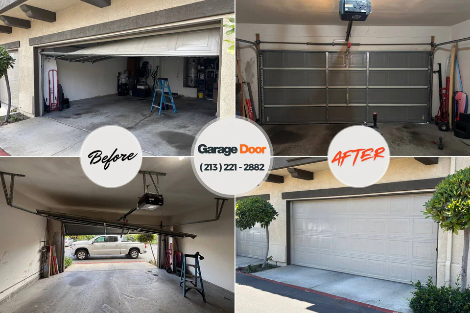 Before and after: garage door repair Commerce, OK